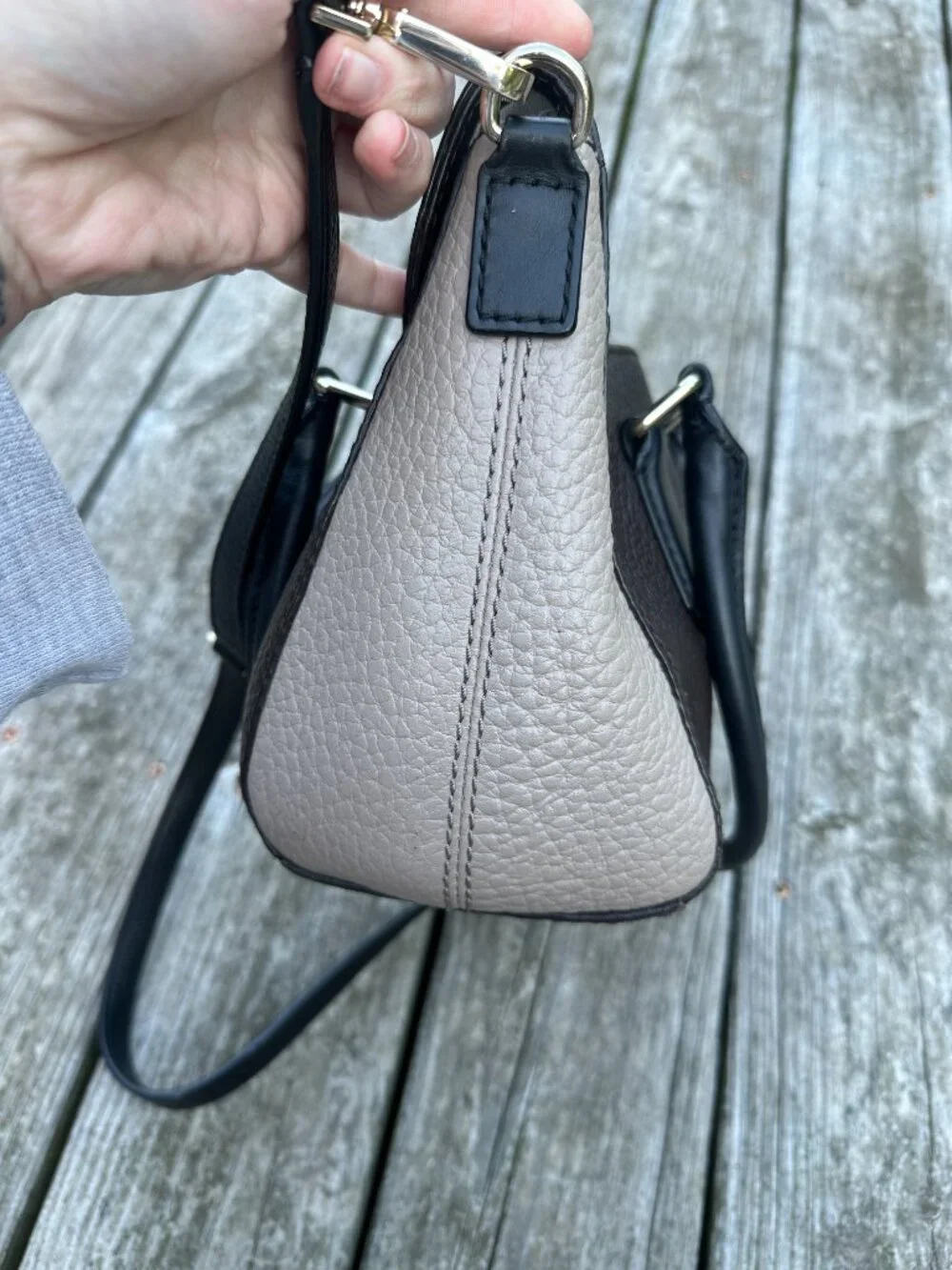 Kate Spade Grove Court Leslie Bag Purse Black Brown Crossbody Satchel Leather